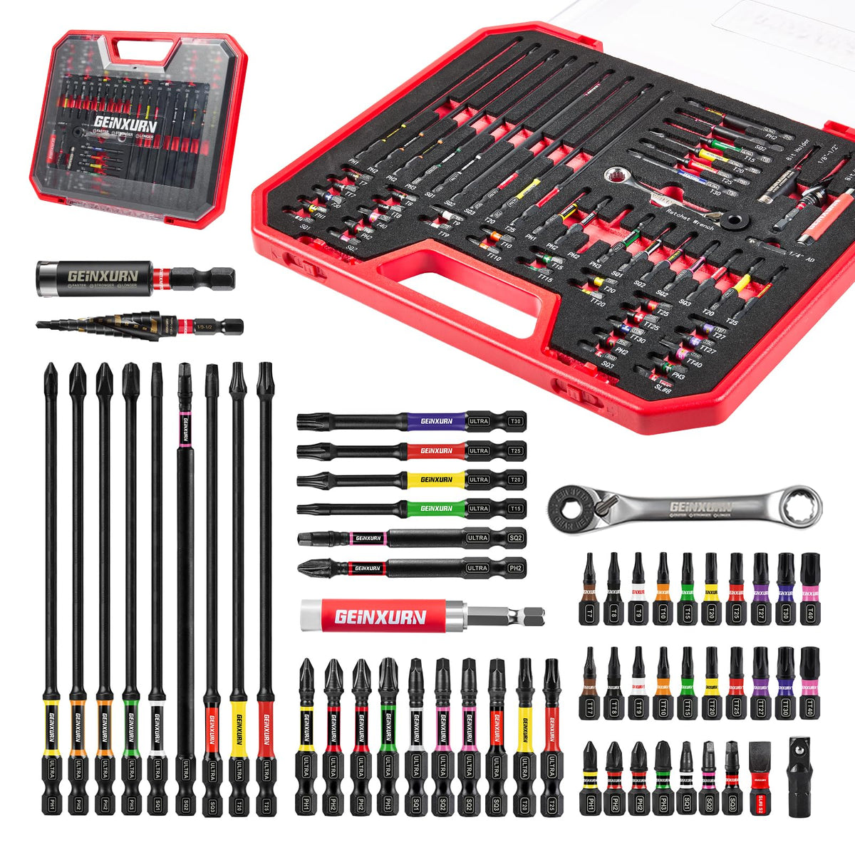 GEINXURN 58-piece screwdriver set with case for organized home repairs.