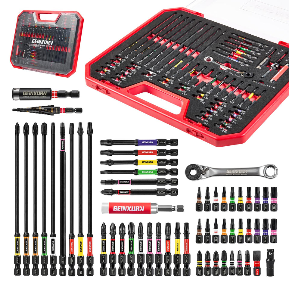 GEINXURN 58-piece screwdriver set with case for organized home repairs.