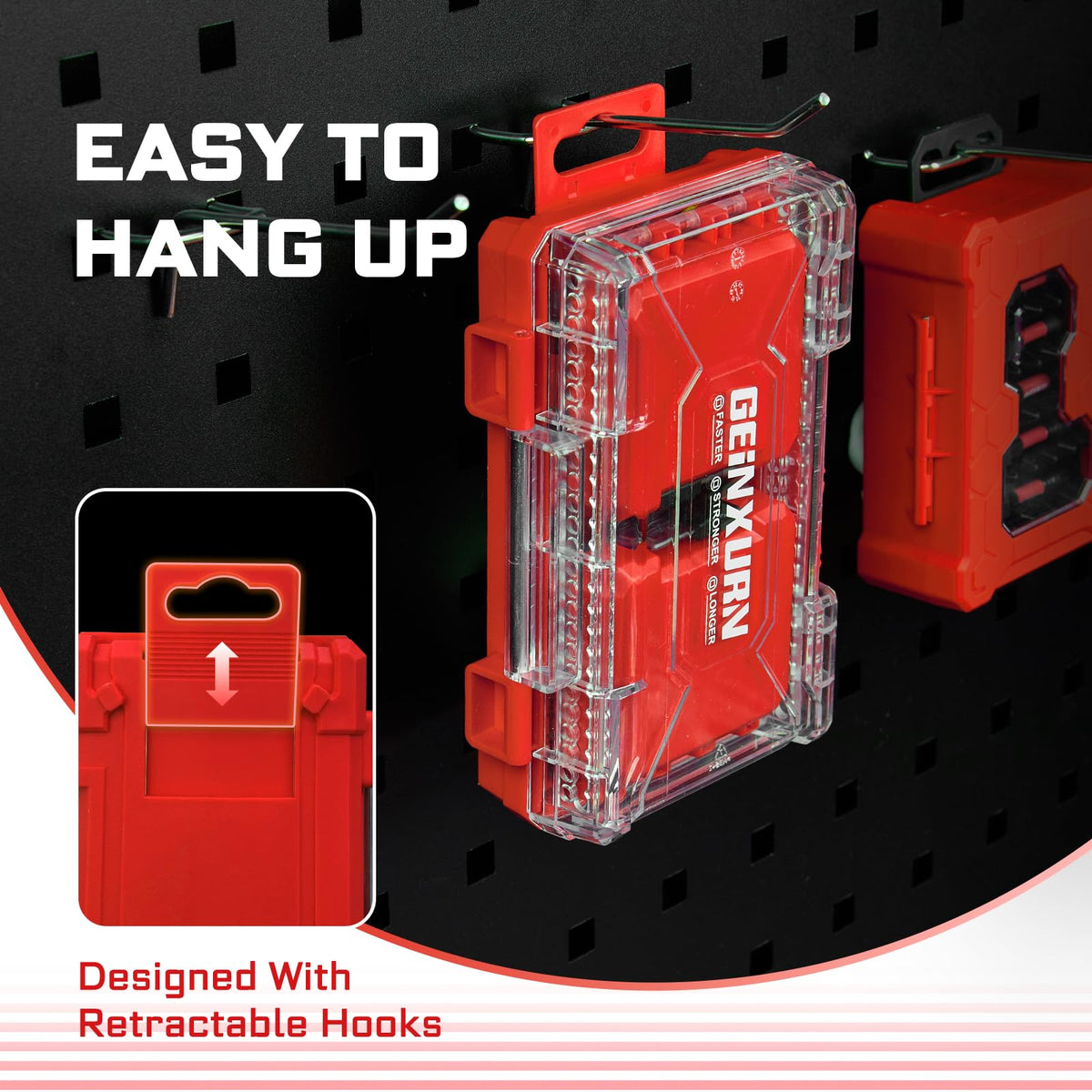 Geinxurn sliding clip storage box prevents bits from falling out