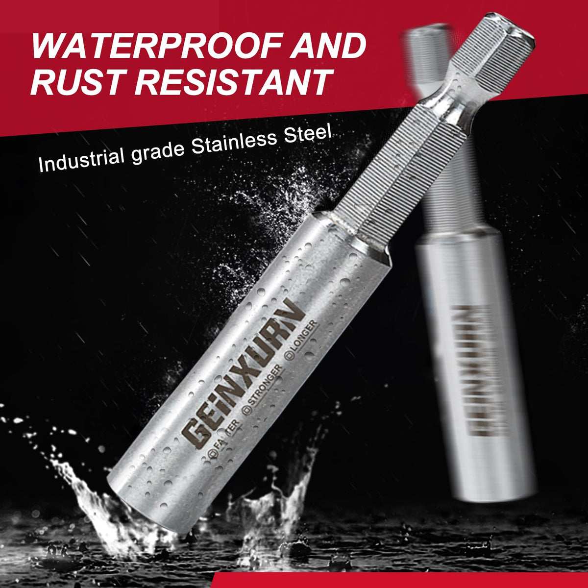 Geinxurn stainless 3 inch hex shank extension delivers durable rust resistant performance.