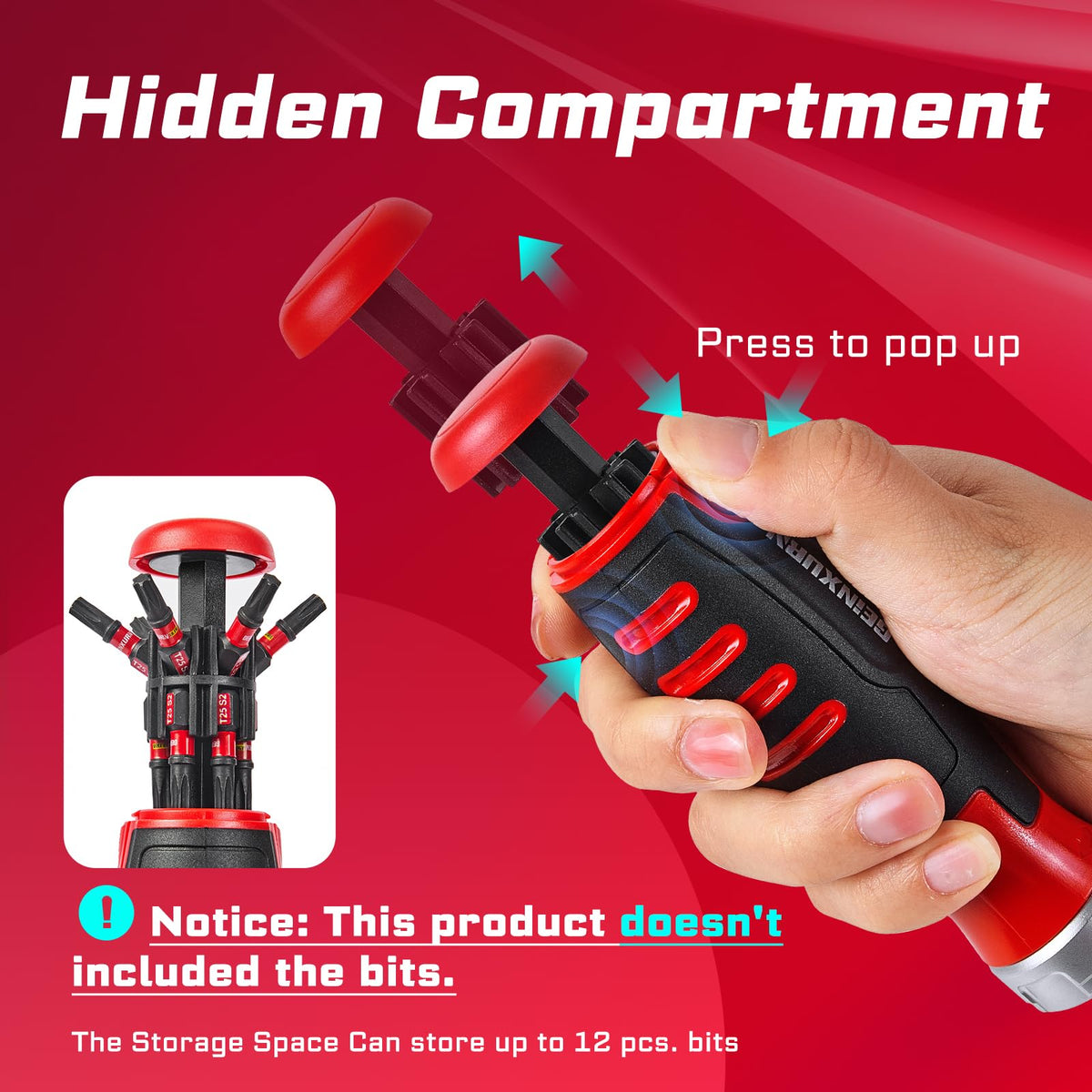 GEINXURN strong magnetic suction head helps attach nuts and screws.