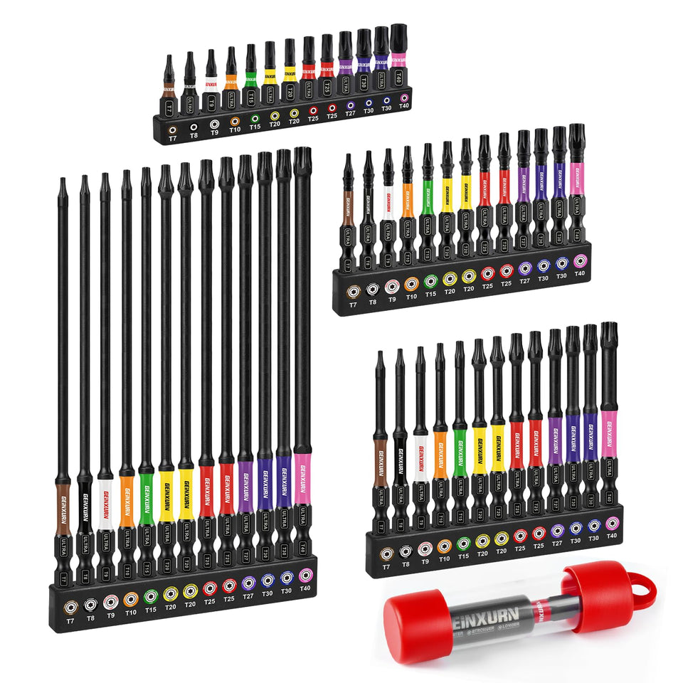 Geinxurn Torx bits 52pc set with color-coded base for precise screw driving