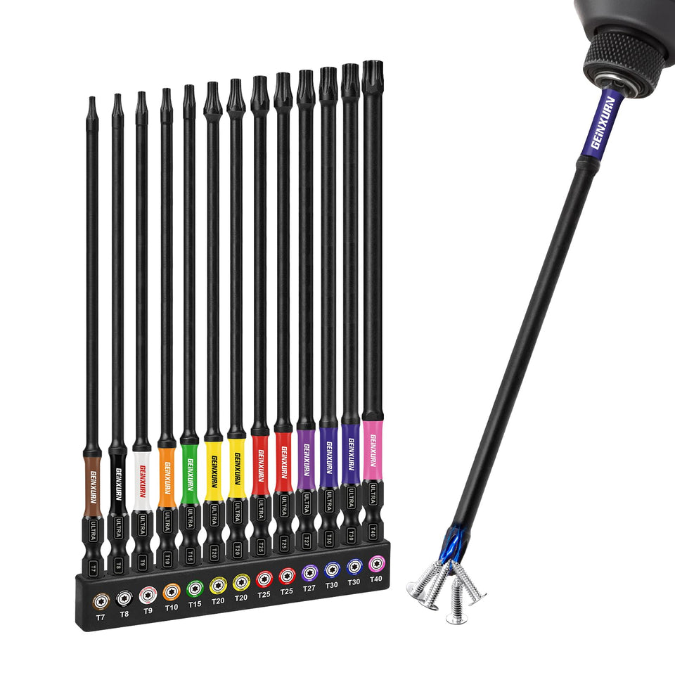 Geinxurn torx bits set with color-coded base for quick identification and secure fits.