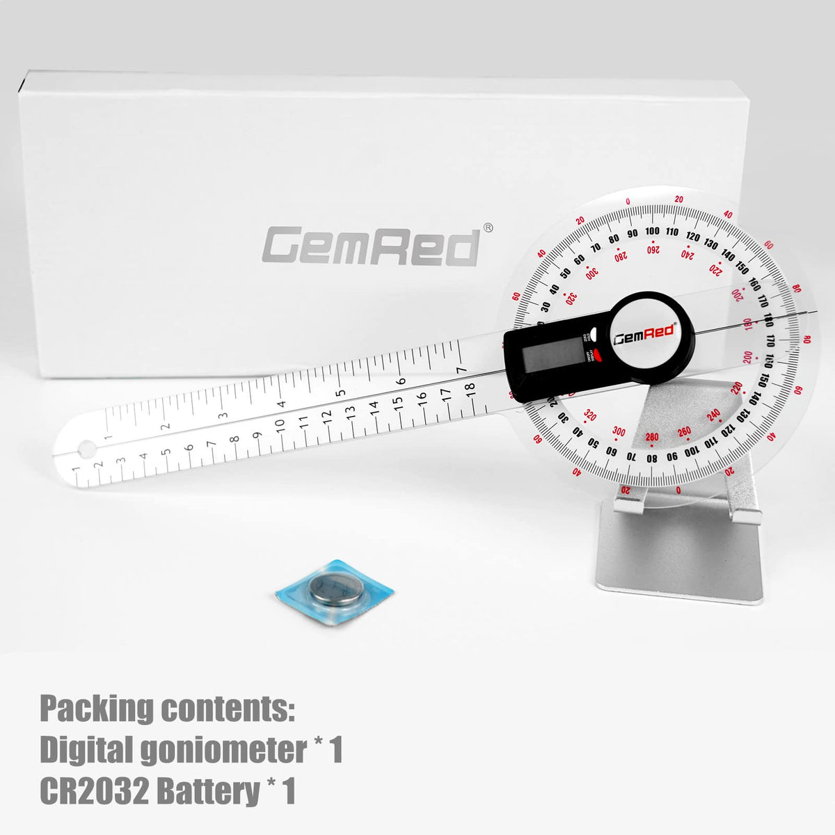 GemRed goniometer inverted display close-up for reading in awkward positions