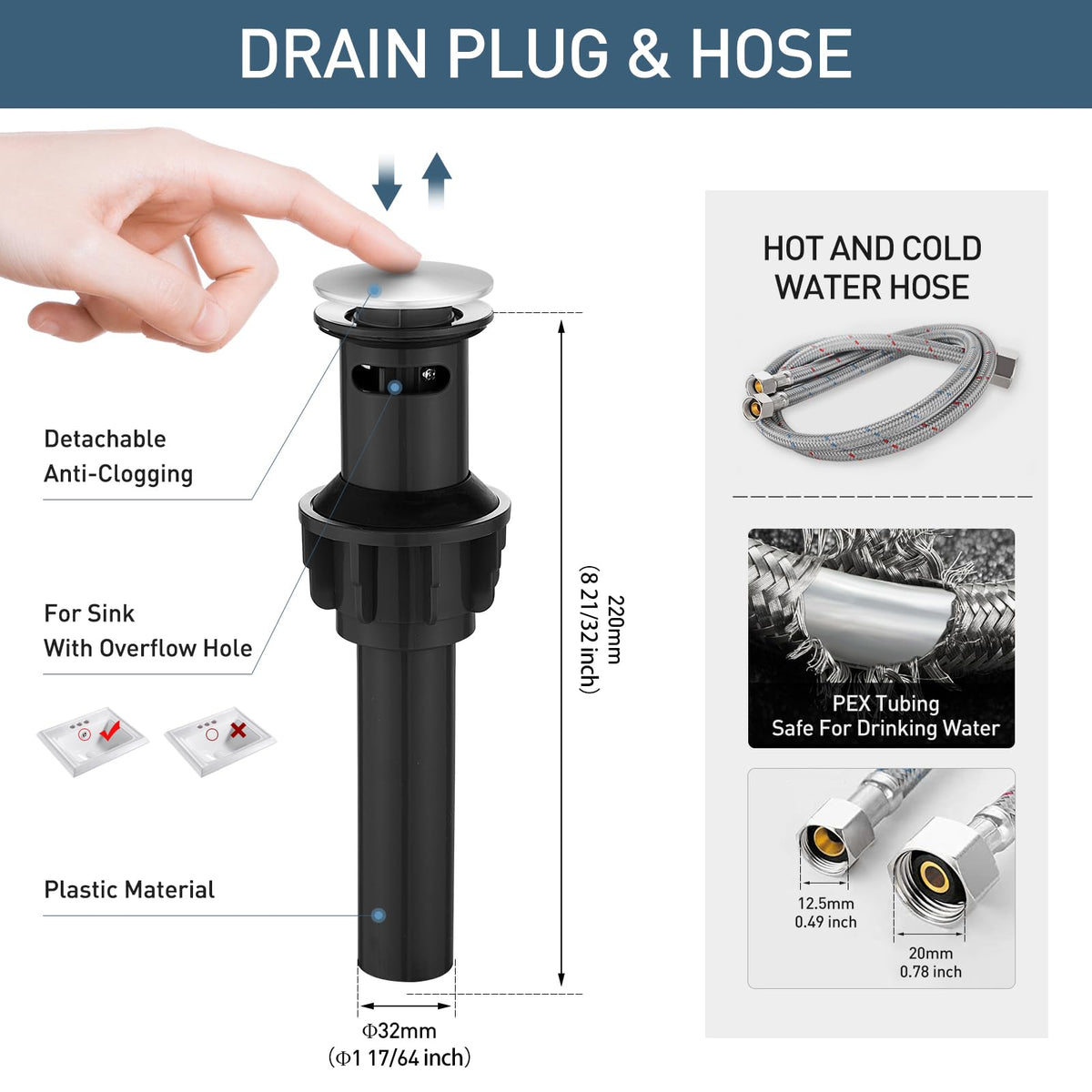 GENBONS three-hole installation compatible faucet for standard sinks.
