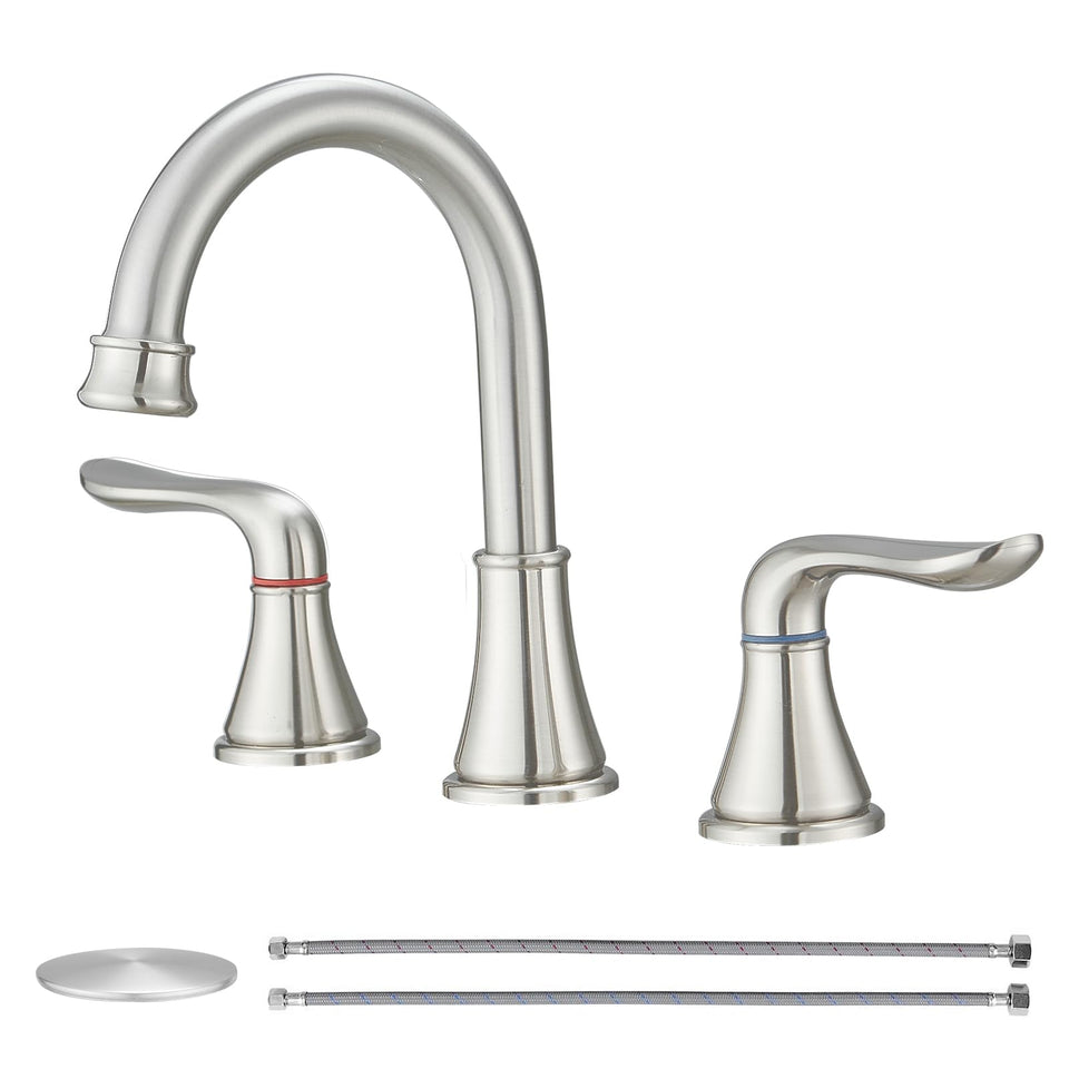 GENBONS widespread brushed nickel 8-in faucet highlights dual handles for precise control.