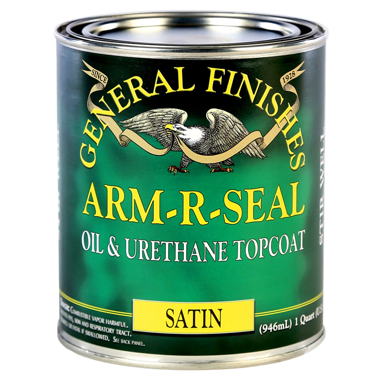 General Finishes Arm-R-Seal topcoat pint satin finish enhances durability and protection for wood