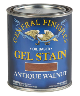 General Finishes Oil Base Gel Stain Antique Walnut bottle shows rich color for furniture