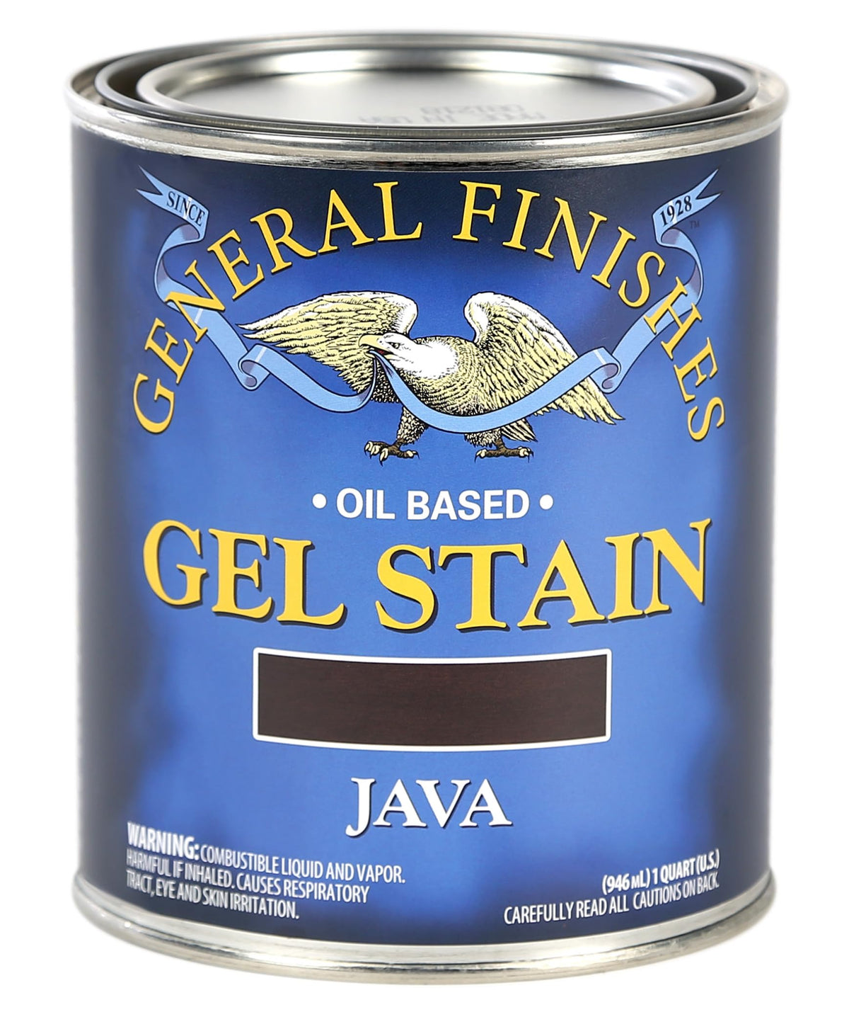 General Finishes Oil Base Gel Stain Java bottle with rich color and even coverage.