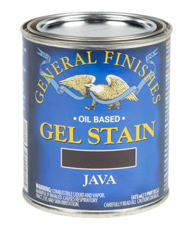 General Finishes Oil Base Gel Stain Java jar displays rich color with durable finish
