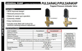 General Pump Pulsar4KHP Unloader side view; regulates output for safer operation.