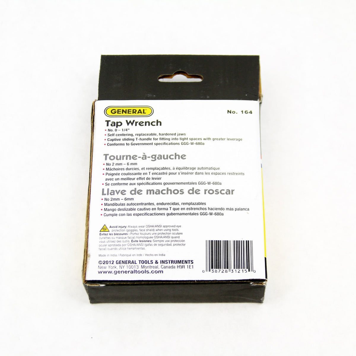 General Tools 164 plain tap wrench close-up of jaws and knurled sleeve for precision work.