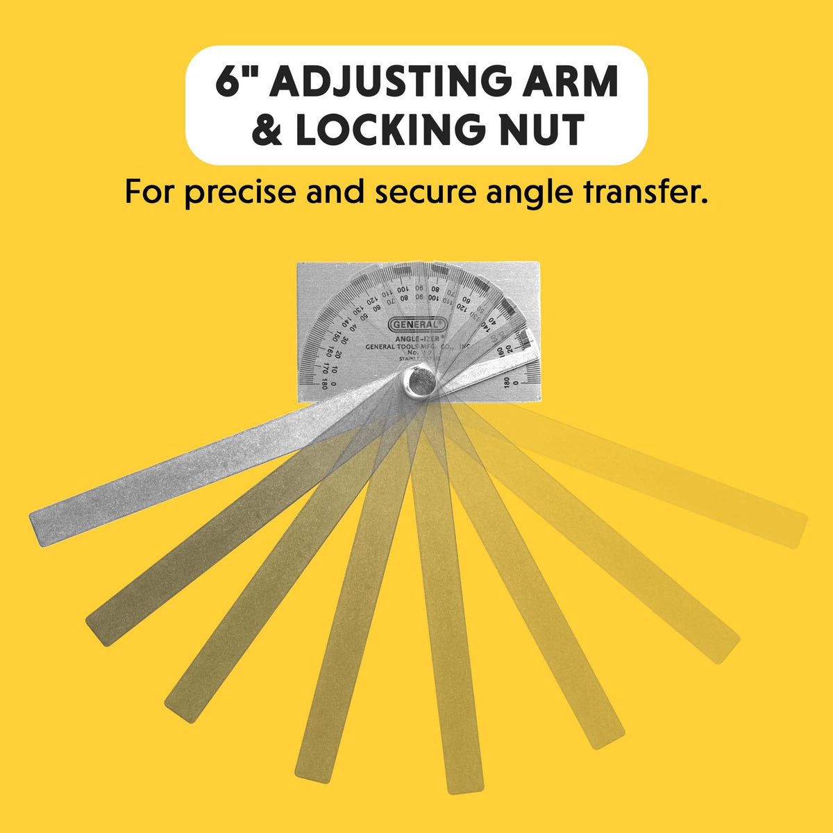 General Tools angle finder with knurled nut locks measurement accurately.