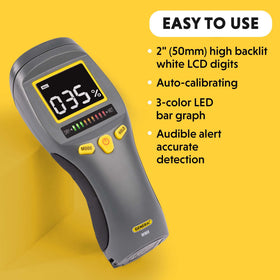 General Tools MM8 pinless sensing probes surface moisture without marks.