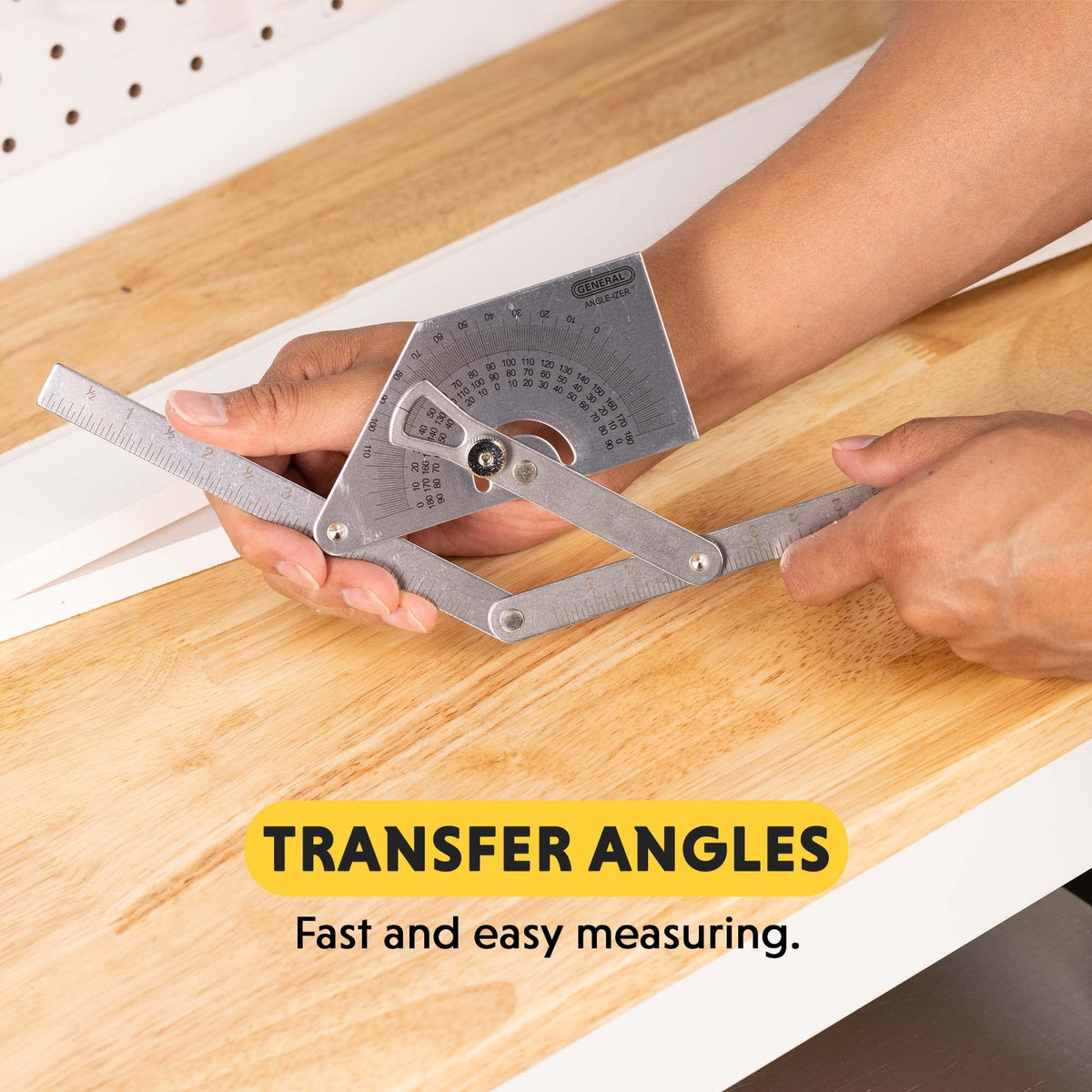 GeneralTools Protractor ideal for construction, cabinet making, and carpentry layouts.