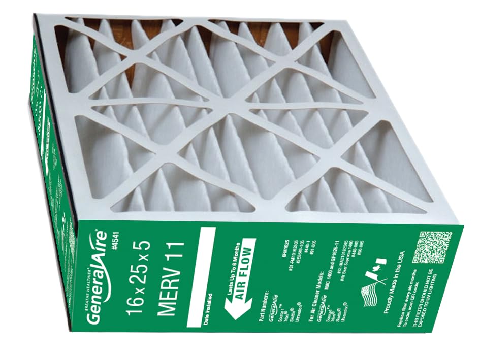 GeneralAire filter media 16x25x5 close-up showing fiber detail for MAC 1400/2400 compatibility.