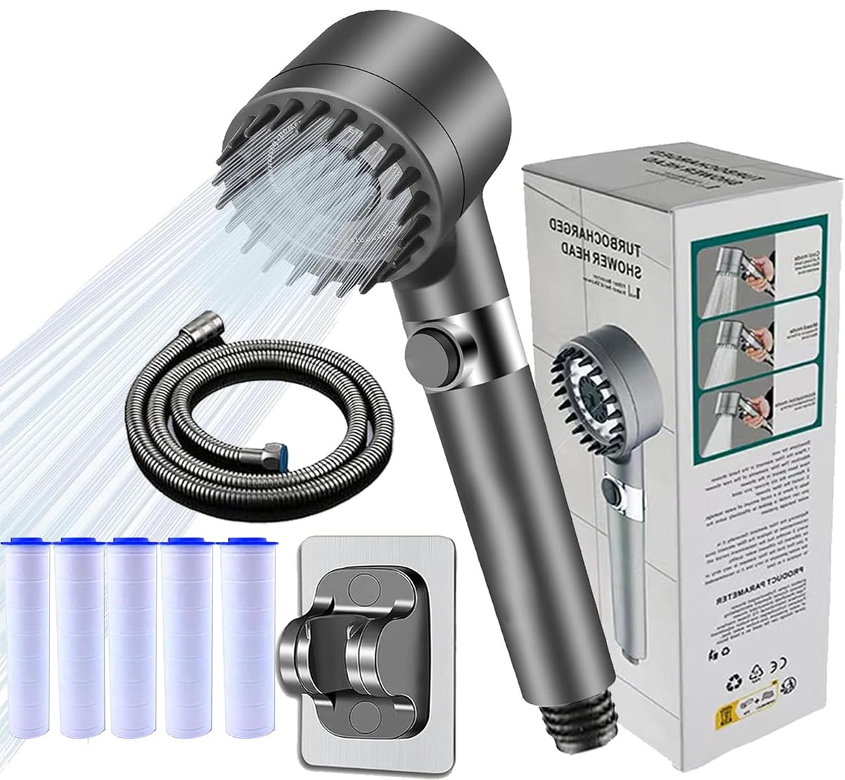 Generic 2025 Filtered Showerhead showing massage mode for a relaxing rinse.