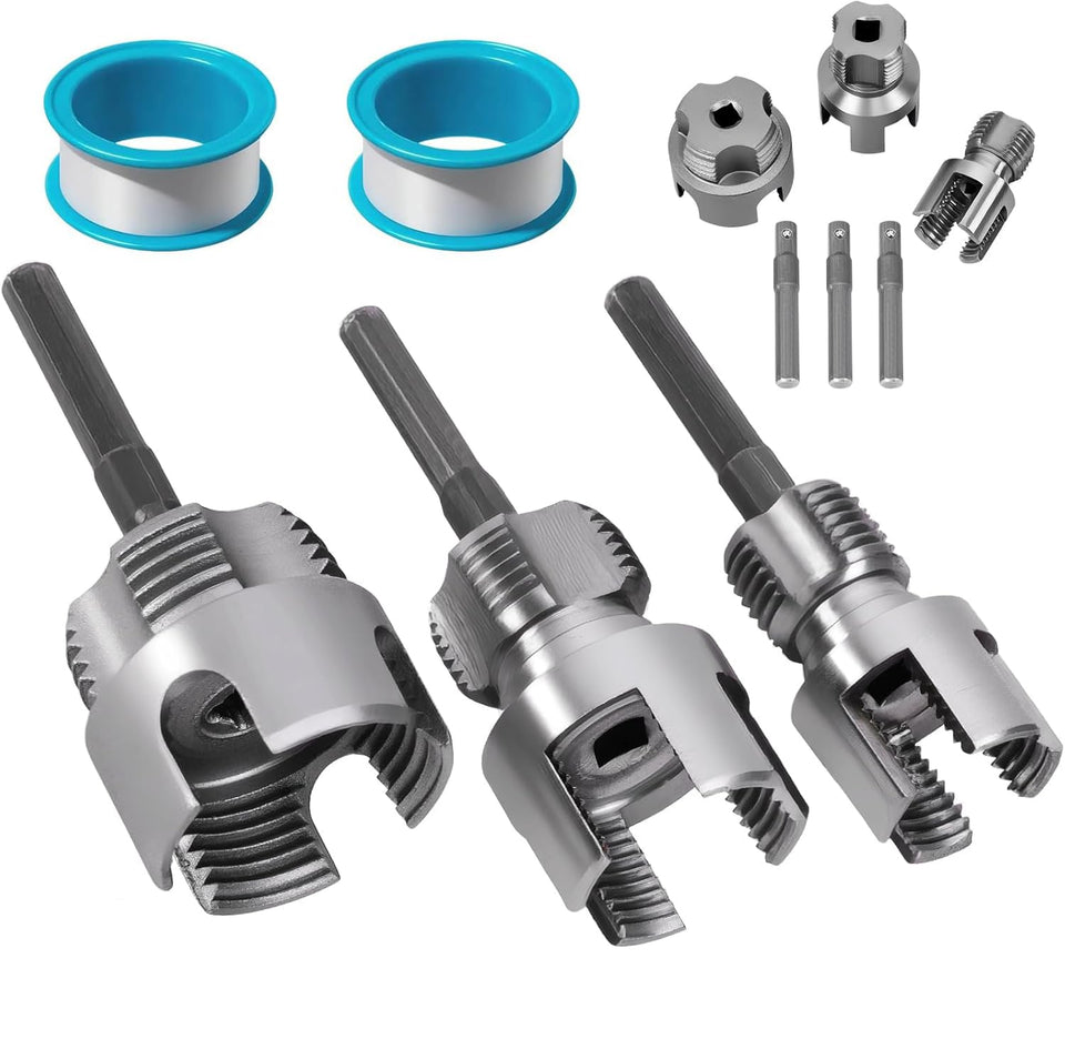 Generic 2026 pipe thread cutting tool demonstrates internal and external threading for PVC pipes.