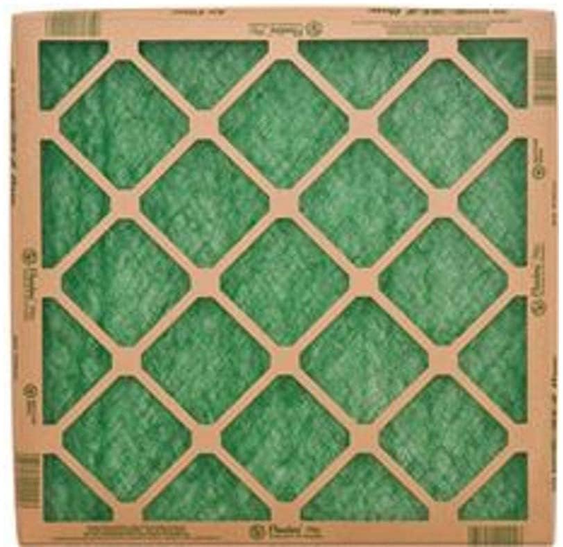 Generic 20x20x1 fiberglass air filter side view showing compact size compatibility.