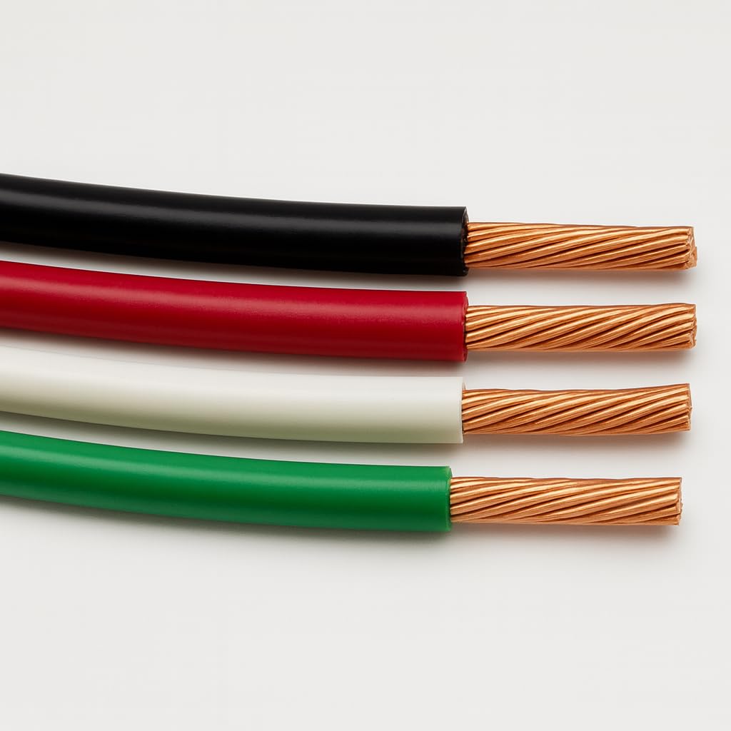 Generic THHN 25ft black 6 AWG wire with color-coded insulation for quick circuit identification.