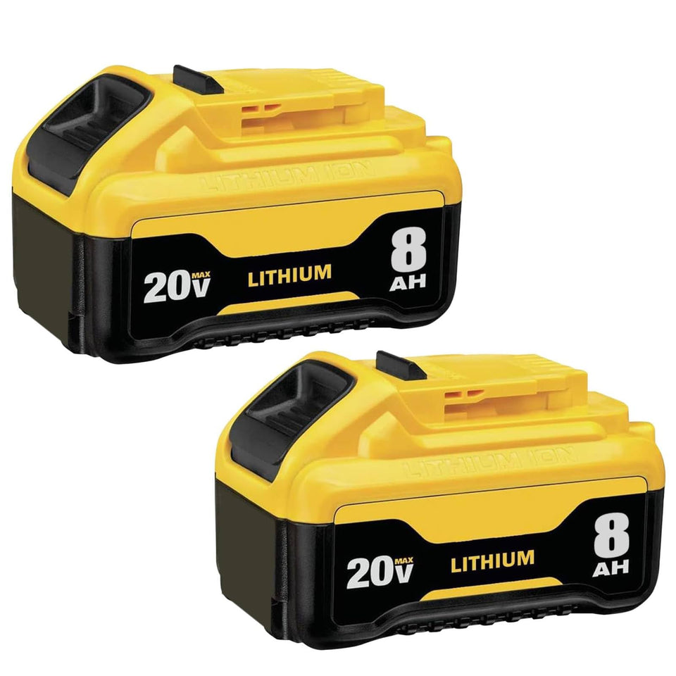 Generic 2Pack 8000mAh DCB200 battery front view for Dewalt 20V tools