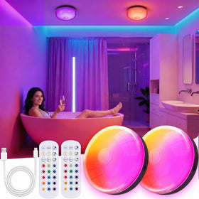 Generic 2PACK LED shower light reveals vibrant color options for mood setting in the bathroom.