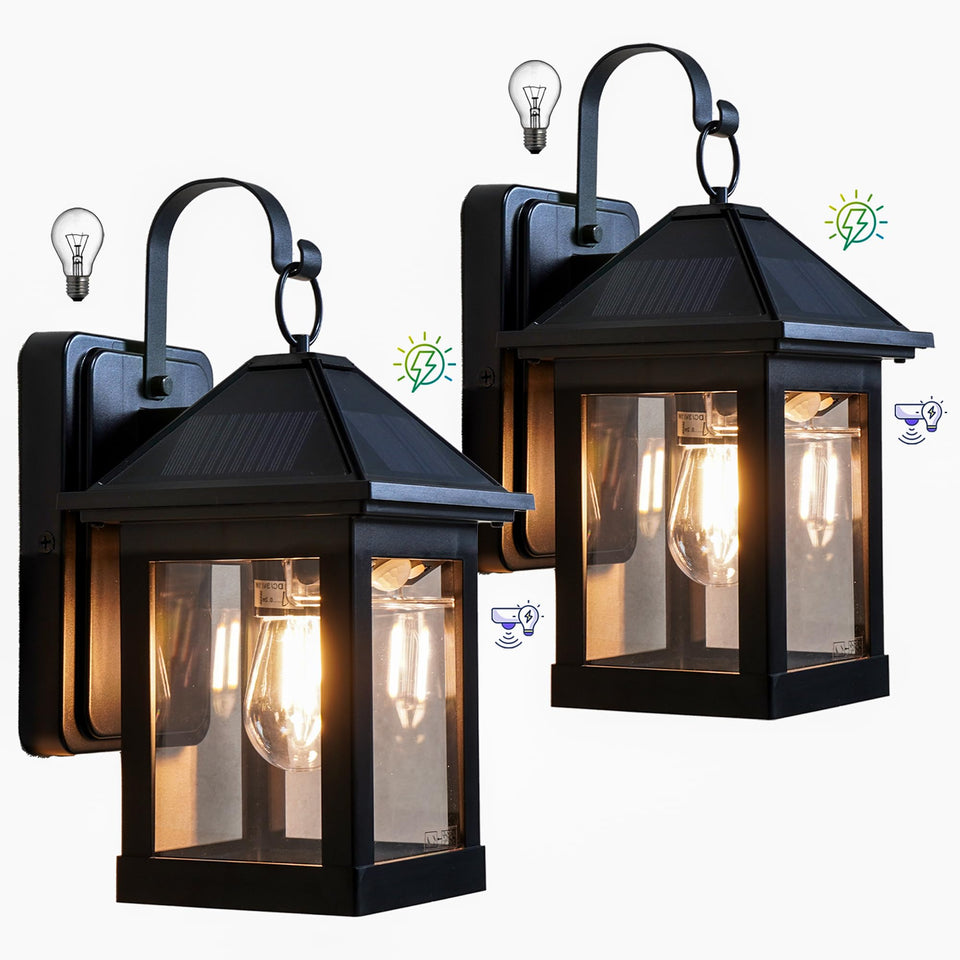 Generic 2Pack solar wall lights brighten the fence and front door for safer entry