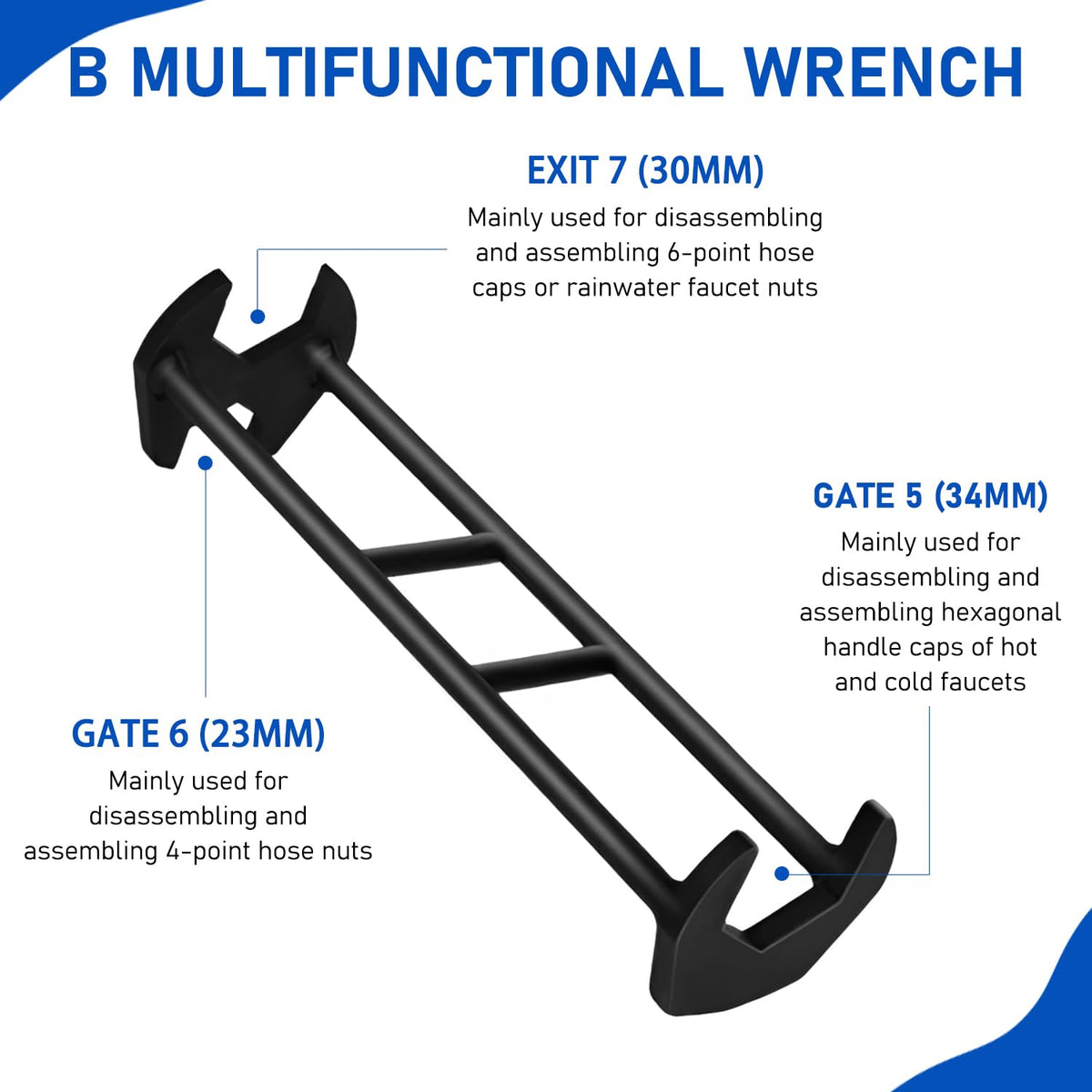 Generic 2Pcs Under-Sink Wrench Tool ideal for kitchen and bathroom tasks.