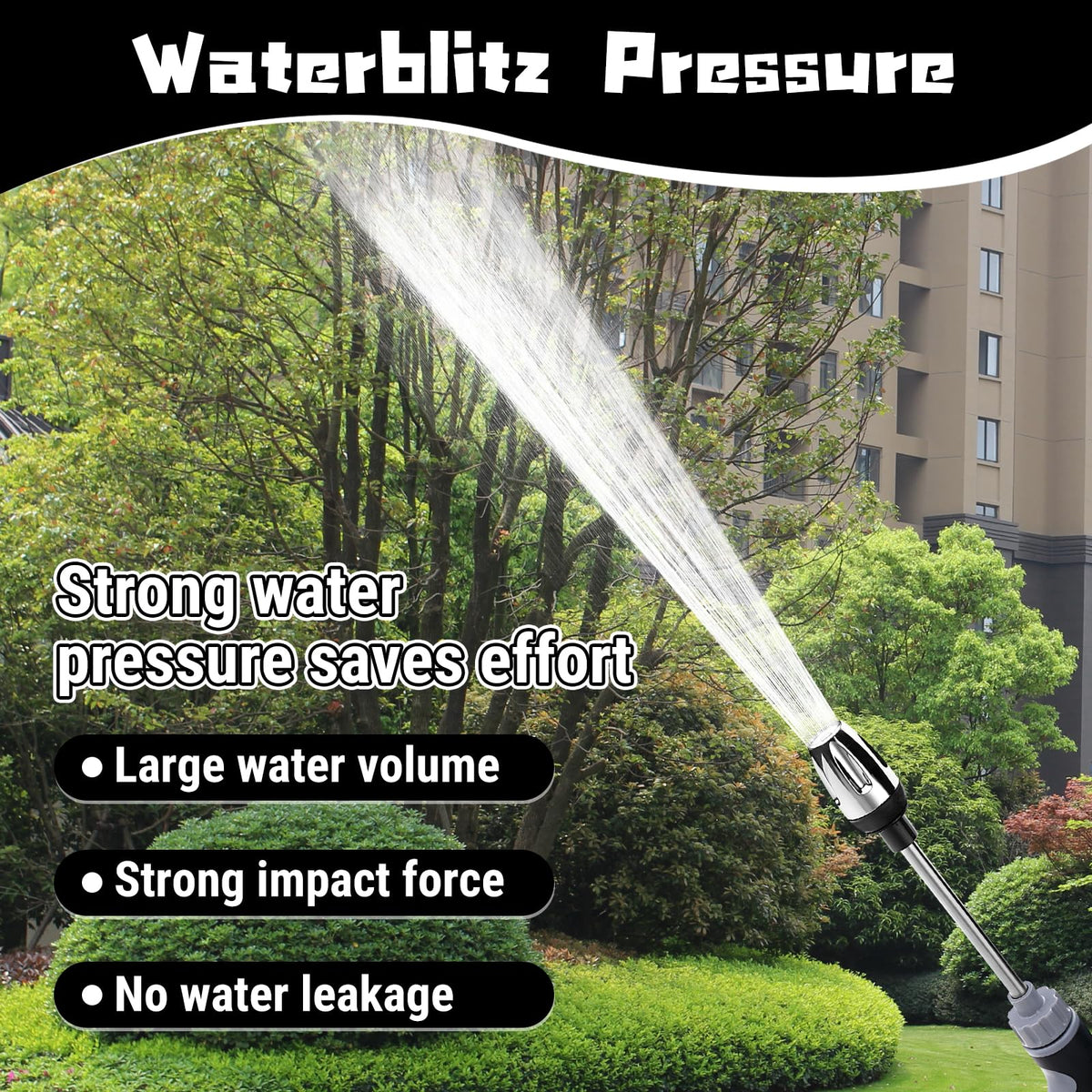 Generic 360-degree rotating spray head aids thorough surface rinsing and multi-angle cleaning