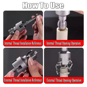 Generic 3Pcs PVC Pipe Threader Kit drill attachment enables faster threading