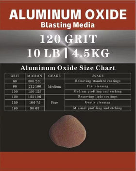 Generic Aluminum Oxide 120 Grit in blasting cabinet for precise etching.