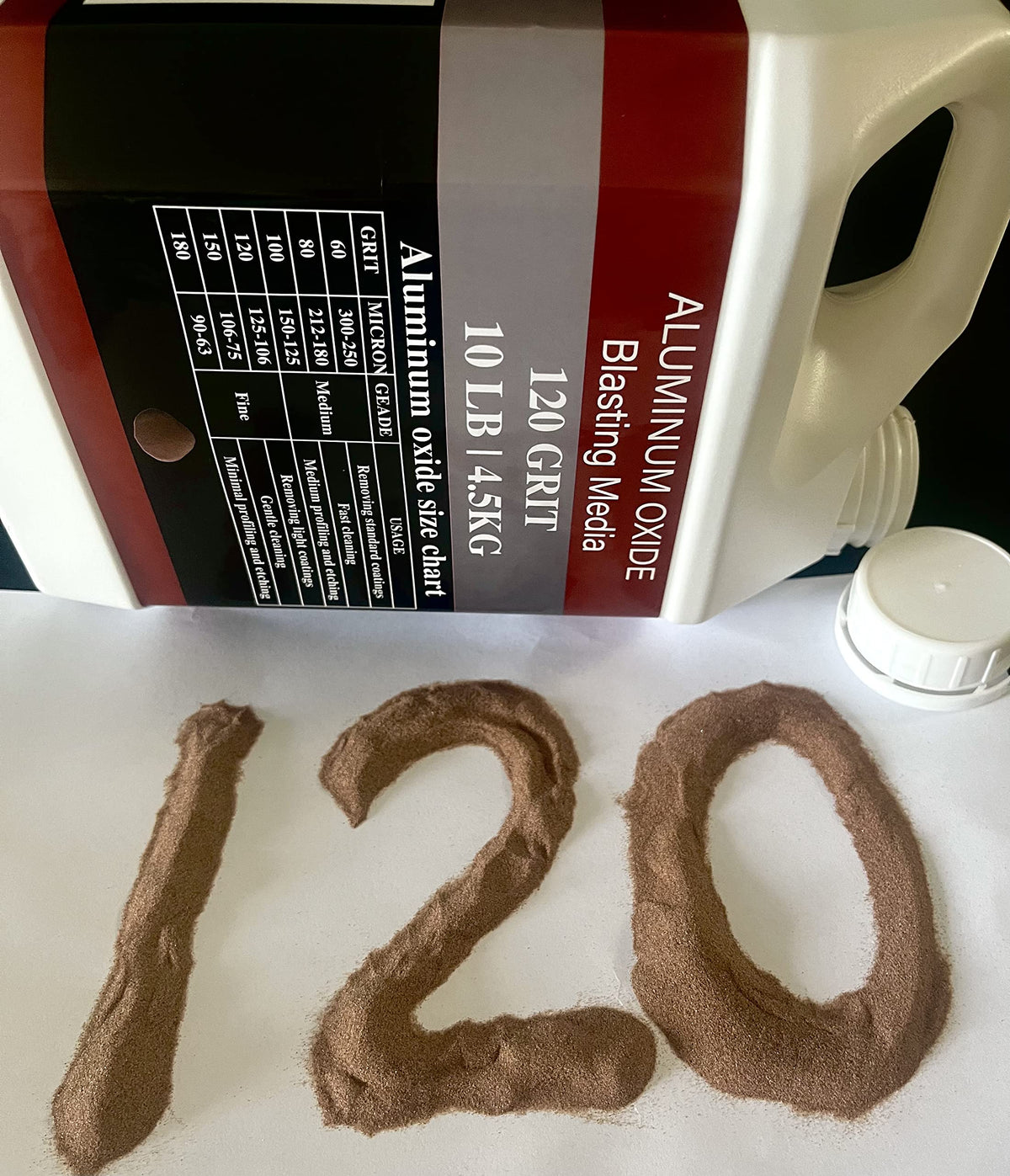 Generic Aluminum Oxide 120 Grit deburring and cleaning metal parts.