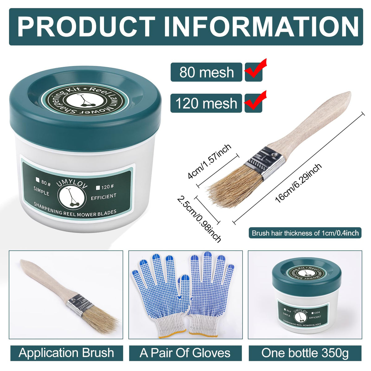 Generic application brush helps even compound application on blades.