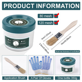 Generic application brush helps even compound application on blades.