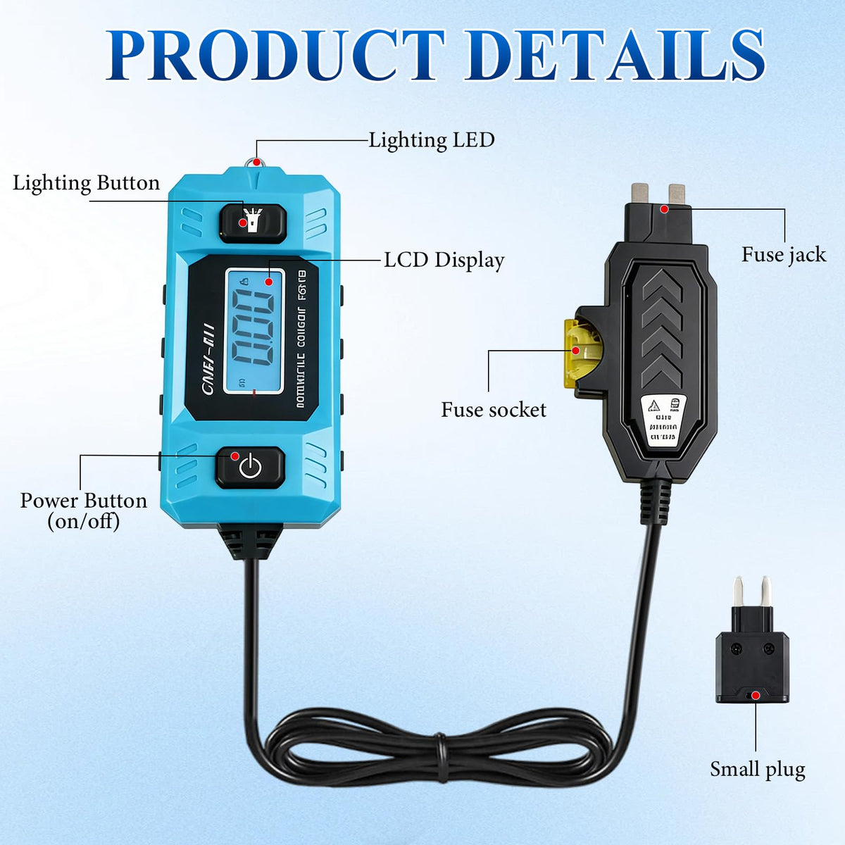 Generic automotive circuit fault tester non-slip ABS grip for comfortable handling