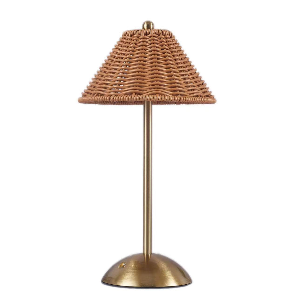 Generic Boho Rattan Table Lamp with handmade weave adds warm ambient lighting.