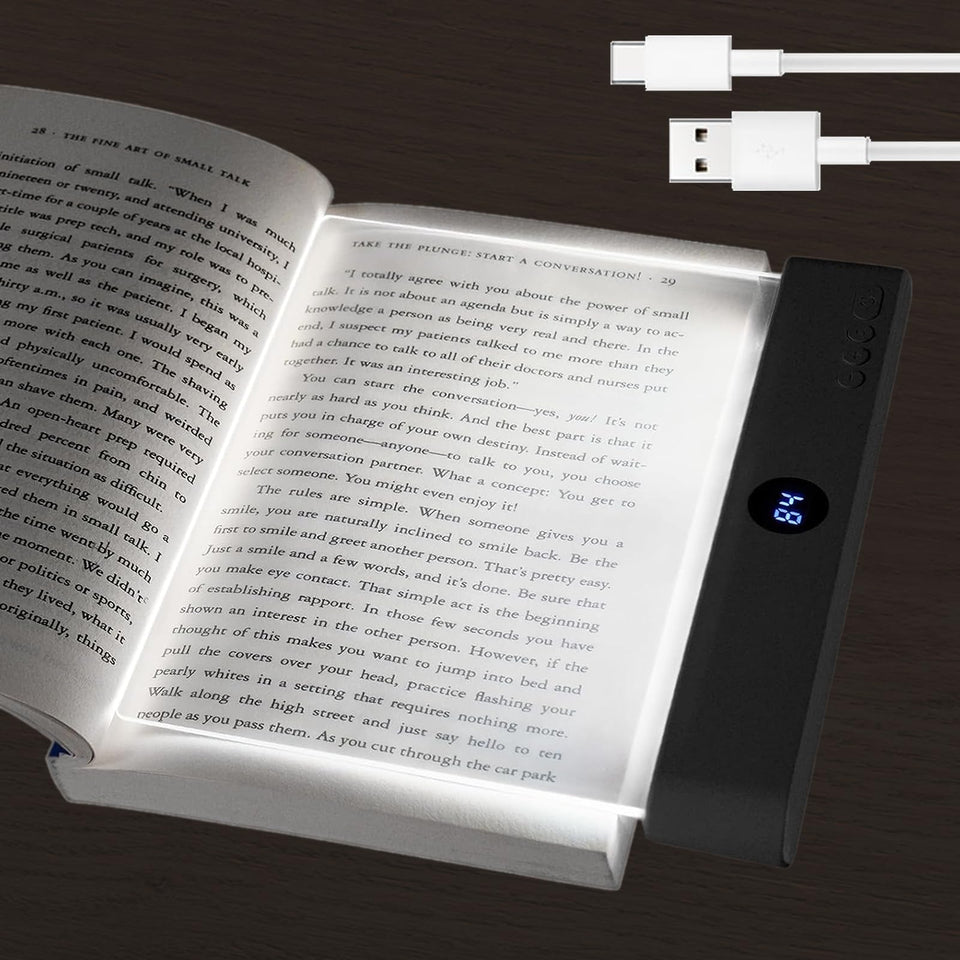 Generic Book Light front view with adjustable brightness for comfortable reading.