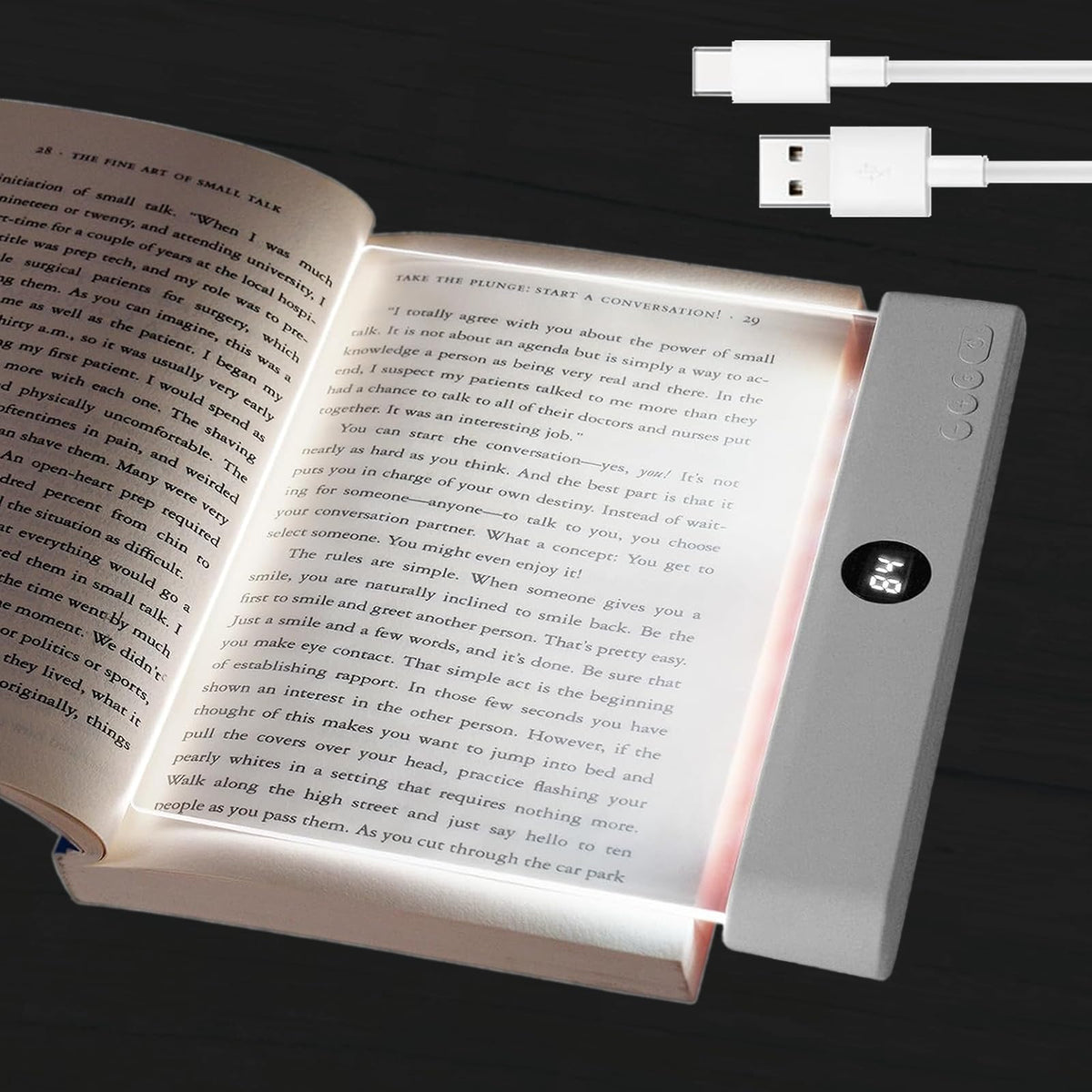 Generic Book Light flat panel front view with even, glare-free illumination