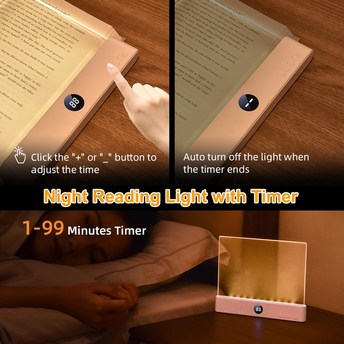 Generic Book Light timer-off feature helps manage reading sessions.