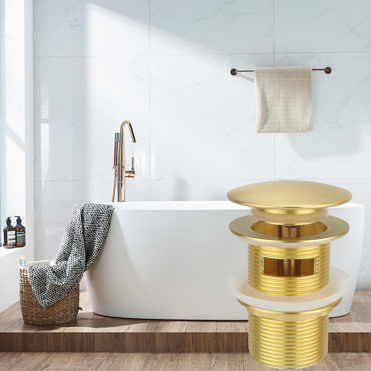 Generic tub drain with soft rubber seals for a leak-free seal during baths.