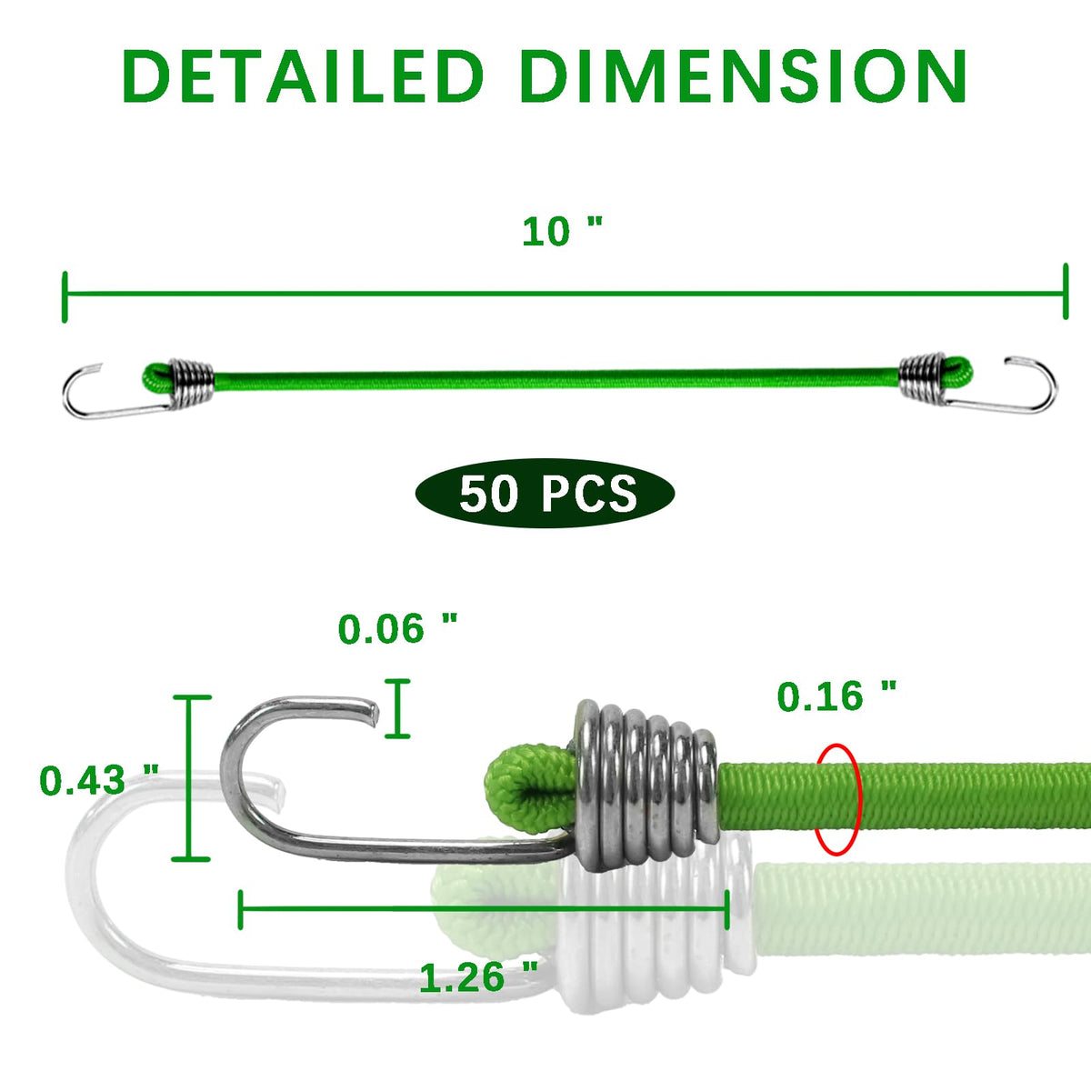 Generic bungee cord hooks closeup showing sturdy zinc hooks for reliable attachment