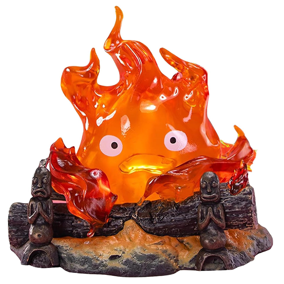 Calcifer lamp statue with flame glow for magical ambient lighting and desk decor