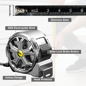 Generic carpenter tape measure with non-slip handle for better grip.