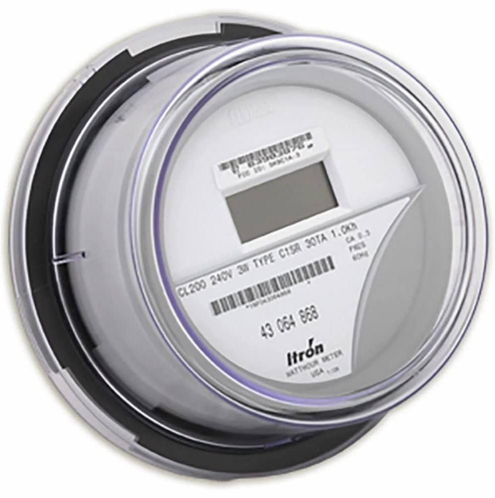 Generic Centron SSEM CL200 front view showing compact single-phase meter for homes