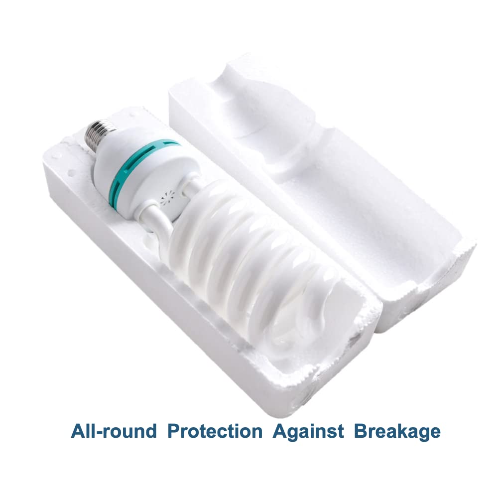 Generic CFL bulb foam-wrapped for safe shipping and reduced breakage risk.