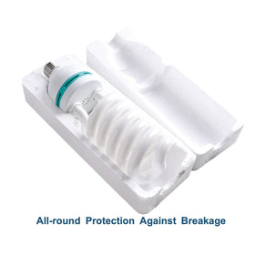 Generic CFL bulb foam-wrapped for safe shipping and reduced breakage risk.