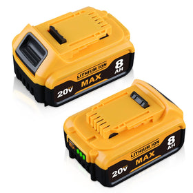 Generic DCB200 2-pack battery with LED indicator for DeWalt 20V tools.