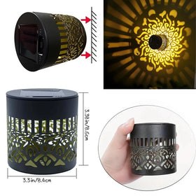 Generic decorative solar mandala light evening-ambience creates cozy outdoor atmosphere.