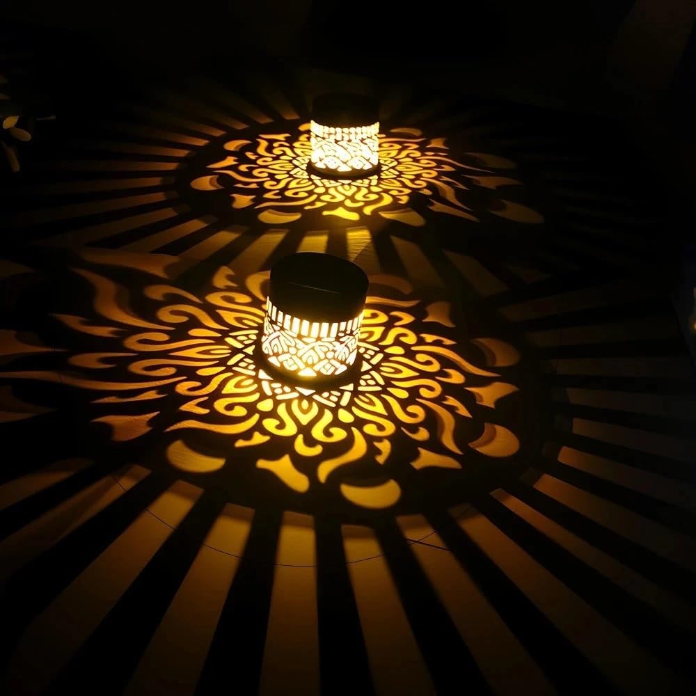 Generic decorative solar mandala light over yard path guides evenings with soft glow.