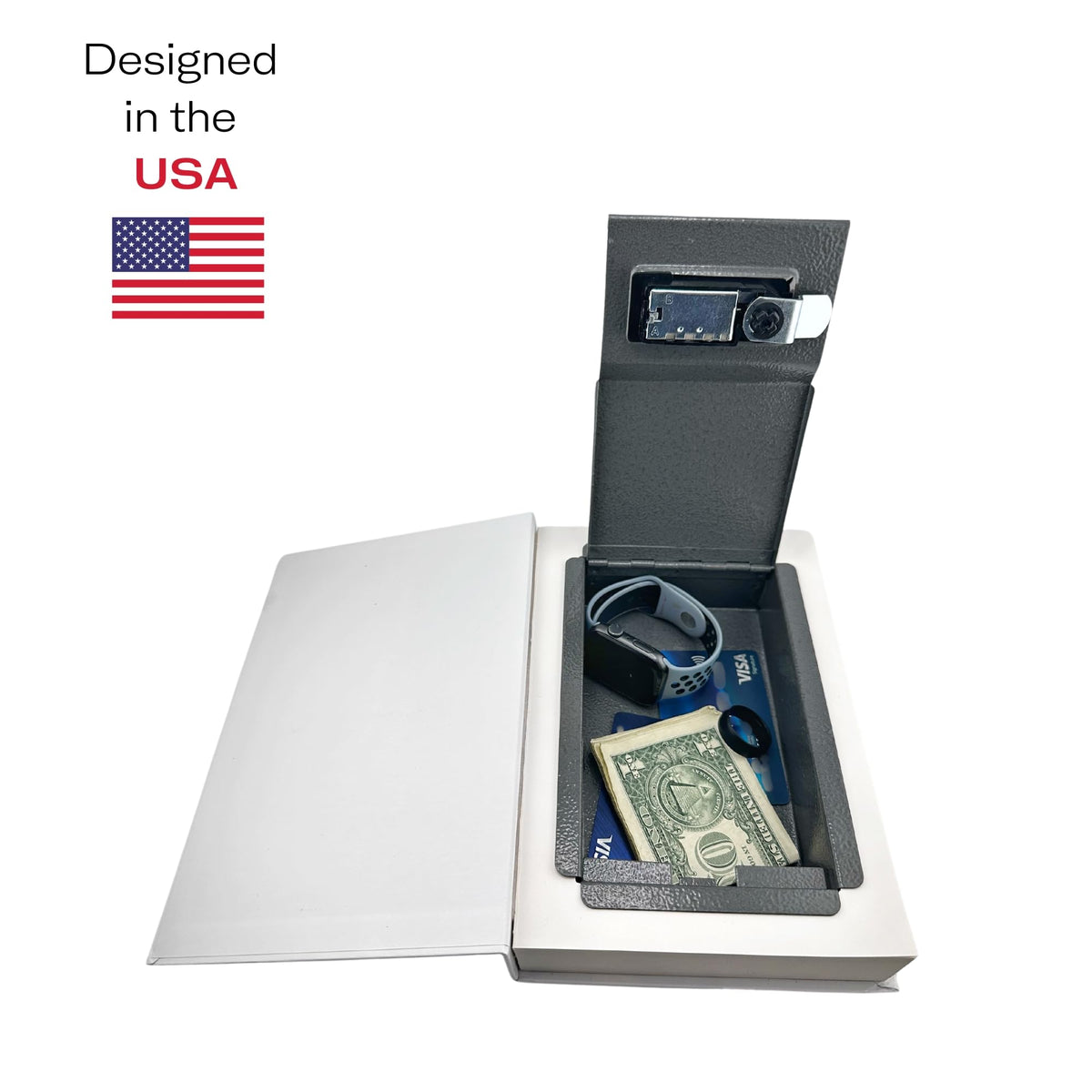 Generic Diversion Book Safe interior reveals metal compartment for valuables.